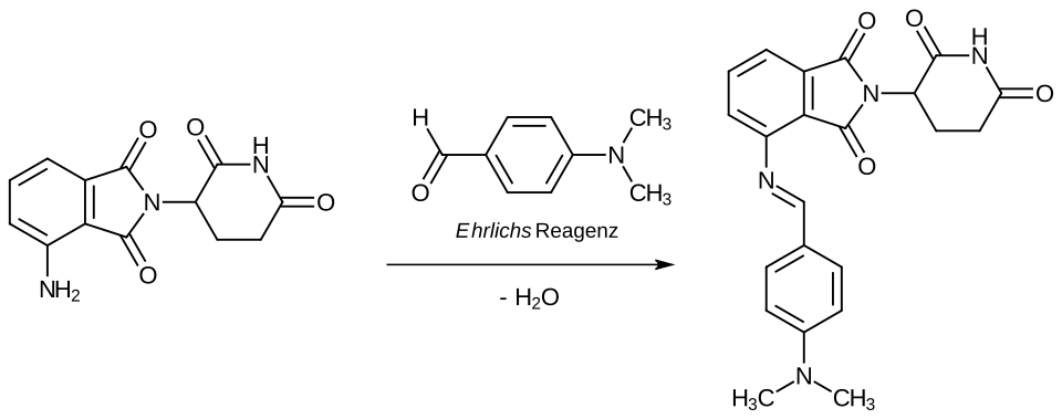 Umsetzung von Pomalidomid mit Ehrlichs-Reagenz.