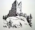 Pontaningen auf einer Zeichnung von Walthard, 1839