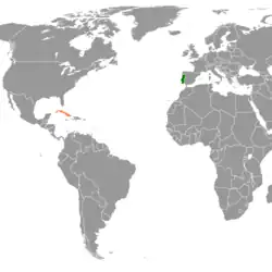 Lage von Portugal und Kuba