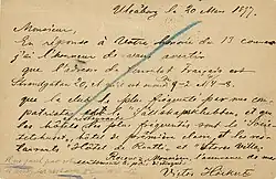 Postkarte des schwedischen Konsuls Victor Emil Höckert in Uleåborg an den Baedeker Verlag mit örtlichen Informationen (März 1897)
