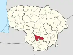 Lagekarte von Prienų rajono savivaldybė