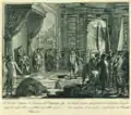 Eugen von Savoyen übergibt Kaiser Joseph I. Trophäen des Sieges über die Franzosen