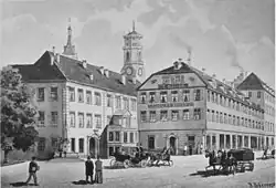 Prinzenbau-Rückfront mit Pflanzenzimmeranbau um 1900, rechts: Sicksches Haus, zwischen 1893 und 1922.