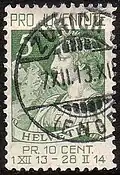 erste Briefmarke der Pro Juventute (1913), Helvetia vor Matterhorn