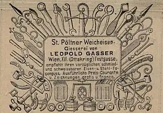 L. Gasser „St. Pöltner Weicheisen Gießerei“ (Produktwerbung 1893)