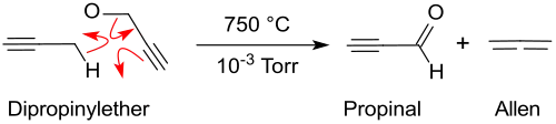 Propinal durch Vakuumpyrolyse von Dipropargylether