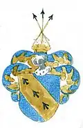 Wappen des vor oder in 1583 verstorbenen Rittmeisters Bartholomäus Proy, 1583 mit dem der Katzelohr vereinigt