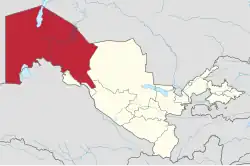 Lage der autonomen Republik Karakalpakstan in Usbekistan