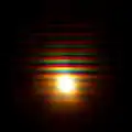 Lichtquelle zirka 25&nbsp;Zentimeter neben dem Objektiv der Kamera