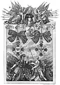 Wappen der sechs Kantone mit dem Bildnis Karls VI. und dem Kaiserlichen Gnadenzeichen