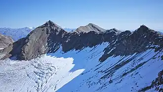 Von links nach rechts Schildspitze, Mittlere Pederspitze, Plattenspitze