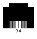 6P2C-Stecker. Ansicht von vorne. Rastnase oben liegend.
