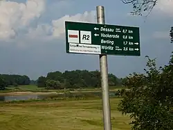 Schild des Radwegs bei Wörlitz