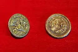 Grosses Stadtsiegel von Rapperswill mit Stadtvedute und Rudolf IV. von Habsburg-Österreich, 1361