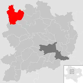 Lage der Gemeinde Rastenfeld im Bezirk Krems (anklickbare Karte)