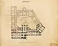 Rathaus St. Johann, Georg von Hauberrissers Entwurf des Kellergeschosses mit Erweiterungsbau (1896)