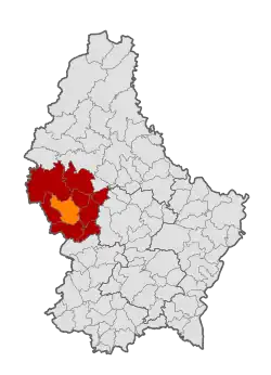 Lage von Redingen/Attert im Großherzogtum Luxemburg