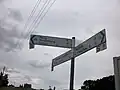 Wegweiser Mulderadweg am "Relsner Eck"/Bahnbrücke bei der Ringstraße