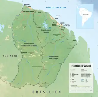 Reliefkarte von Französisch-Guayana