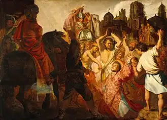 Die Steinigung des heiligen Stephanus, 1625, Öl auf Eichenholz, 89,5&nbsp;× 123,6&nbsp;cm, Musée des Beaux-Arts, Lyon