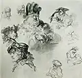 Rembrandt van Rijn: Studienblatt mit verschiedenen Köpfen