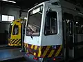 Materfer-Triebwagen Nr.&nbsp;1 mit neuer Farbgebung und Nr.&nbsp;14 im Depot (2012)