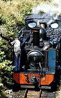 Lokomotive Nr.&nbsp;8 in der Rail Blue-Lackierung während der 1970er Jahre