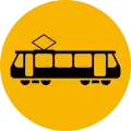 Warnung vor Straßenbahn