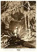 Der Held Kurbads erblickt ein Monster (um 1910)