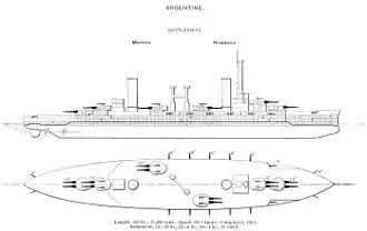 Die argentinische Rivadavia-Klasse war die zweite Klasse südamerikanischer Schlachtschiffe, die bestellt und gebaut wurde. Anders als die anderen Schiffe wurde die Klasse nicht auf britischen Werften, sondern in den Vereinigten Staaten bestellt. Die Schiffe der Klasse verfügten über eine schwere Artillerie gleichen Kalibers (30,5&nbsp;cm) wie die Minas-Geraes-Klasse. Die argentinischen Schiffe waren jedoch erheblich größer und besser gepanzert als ihre potenziellen brasilianischen Gegner[11][13]