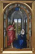 Jesus erscheint seiner Mutter, aus dem Mirafloresaltar von Rogier van der Weyden, 1442–45 Gemäldegalerie Berlin