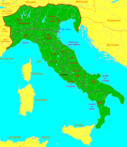 Unterteilung Italiens in Regionen zur Zeit des Augustus
