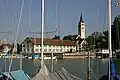 Hafen und Kirchturm von St. Johannes