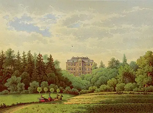 Schloss Rösberg, Lithografie 19. Jahrhundert, Sammlung Alexander Duncker