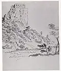 Skizze der Ruine Rosenstein von A. Seyffer, 1813