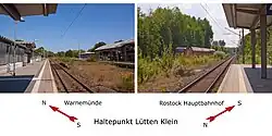 Blick in beide Richtungen am Haltepunkt Lütten&nbsp;Klein