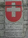 Erbauungstafel an der alten Hütte