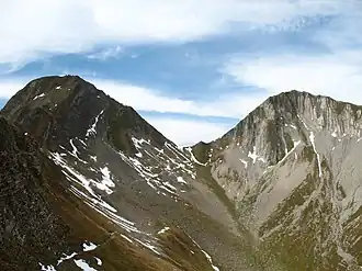 Rothornspitze (2393&nbsp;m), Gumpensattel (2271&nbsp;m) und Strahlkopf