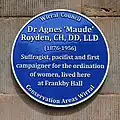 Blue plaque an der Frankby Hall, Wirral