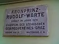 Informationstafel an der Warte (korrekte Seehöhe: 656&nbsp;m)