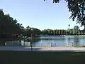 Aachener Weiher mit dem Colonius im Hintergrund