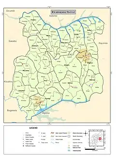 Übersichtskarte mit beschrifteten Sektoren und Zellen sowie einigen Ortschaften und Gewässern
