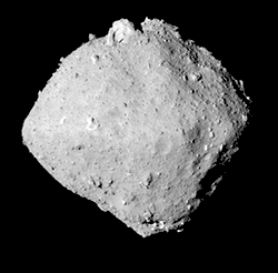 Animation zusammengesetzt aus Aufnahmen der japanischen Sonde Hayabusa 2