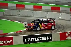 Sébastien Loeb bei einem Lauf der Rallye Japan 2008 im Sapporo Dome