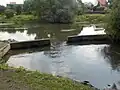 Überlaufschwelle zur Oker auf Höhe von Melverode, Blickrichtung nach Osten zum Ort, Juli 2017