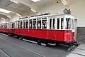 Wiener Straßen­bahn­triebwagen Typ G mit freien Lenk­achsen, Baujahr 1913