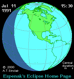 Animation der totalen Sonnenfinsternis vom 11. Juli 1991