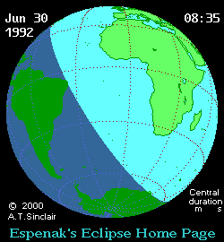 Animation der totalen Sonnenfinsternis vom 30. Juni 1992