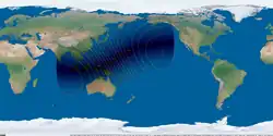 Weltkarte der Sonnenfinsternis vom 9. März 2016