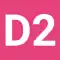 D2 als weiße Zeichen in rosa gefülltem Quadrat
